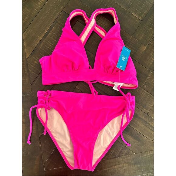 Cupshe Barbie Pink Halter Bikini With Peekaboo Bottom Size Medium - Picture 2 of 4